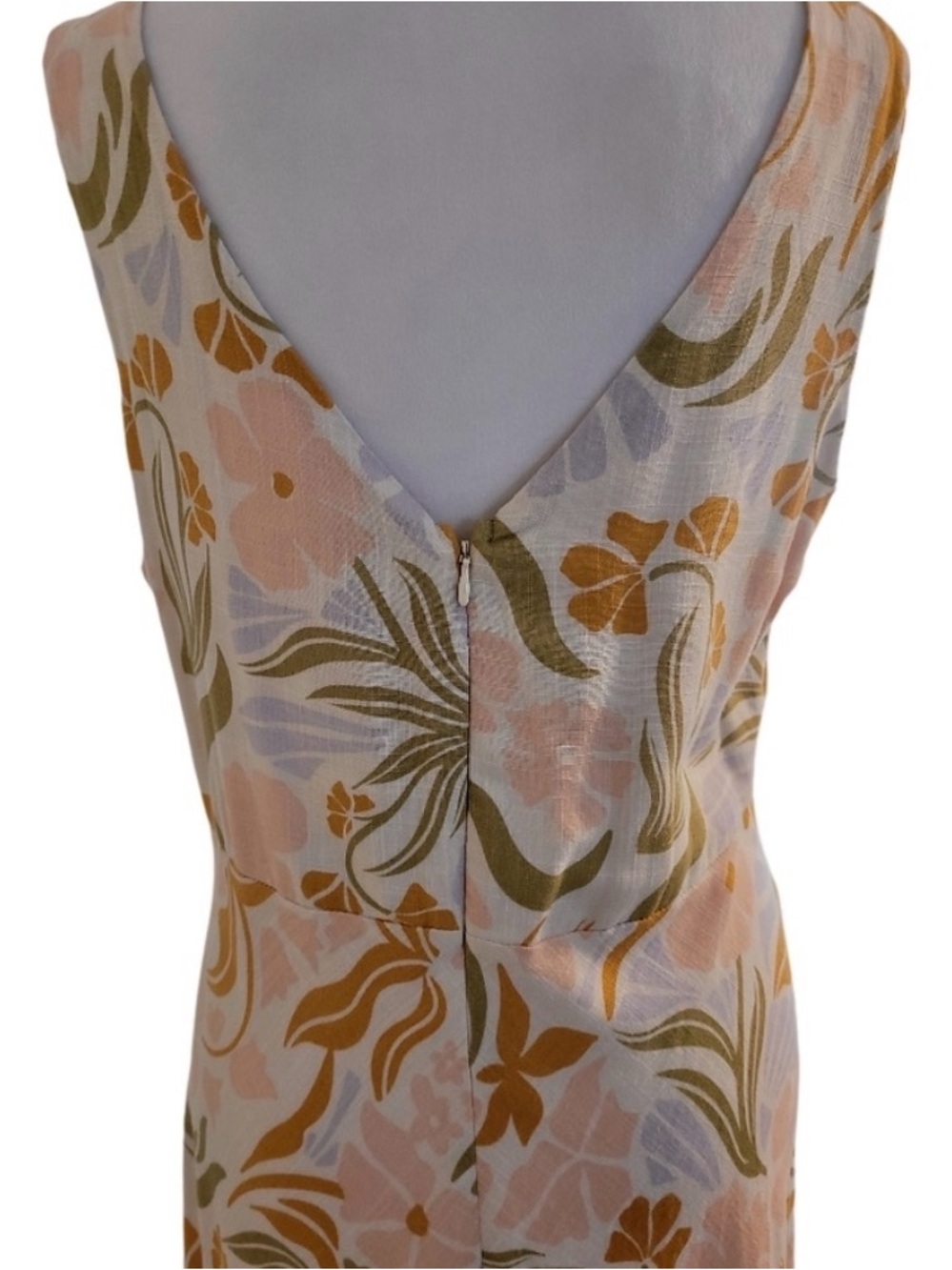 Paper Heart Anthropologie | Floral Linen Blend Maxi Dress | Size L | Boho Beach - Picture 7 of 9